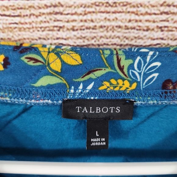Talbots Quilted Top Woodland Animals Pullover Blue Cottage Core Large - Picture 3 of 9
